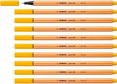 STABILO point 88 Lot de 10 stylos feutres pointe fine Jaune