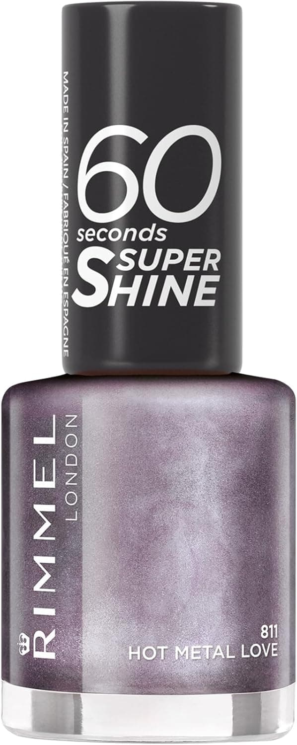 Rimmel - Vernis à Ongles 60 Seconds Super Shine Rita Ora - Ultra Brillance et Longue Tenue - Séchage rapide - 811 Hot Metal Love - 8ml