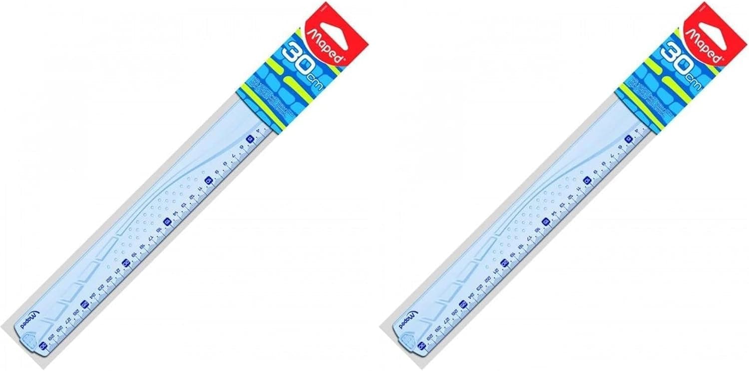 MAPED règle plate Geometric en plastique transparent 30 cm (Lot de 2)