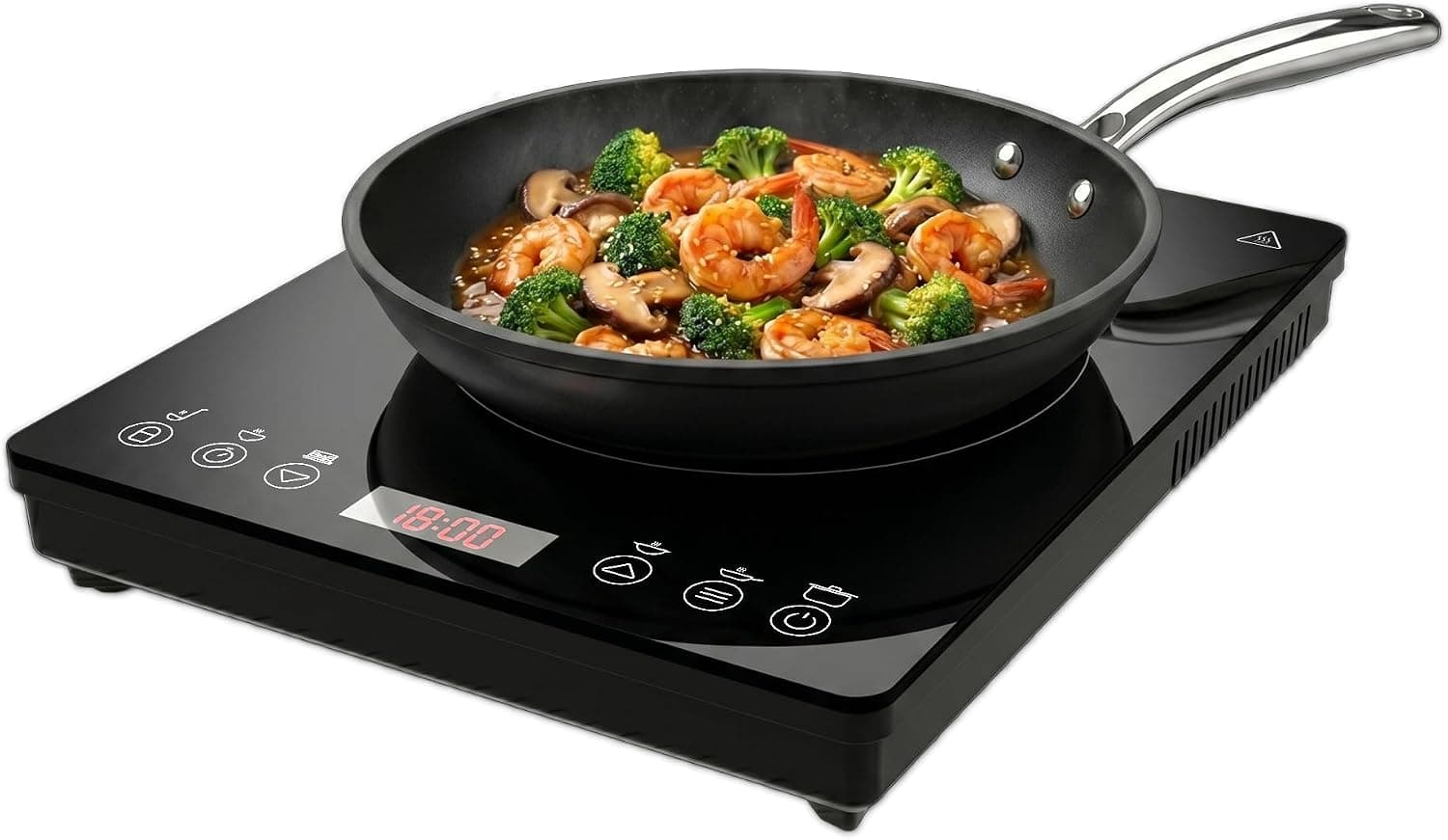 Cecotec Plaque à Induction Portable Full Magma Slim Pure. 2000W, Design en Verre, Écran Tactile, 9 Niveaux de Puissance, Minuterie, Haute Résistance, Nettoyage Facile, Surface 26x32cm