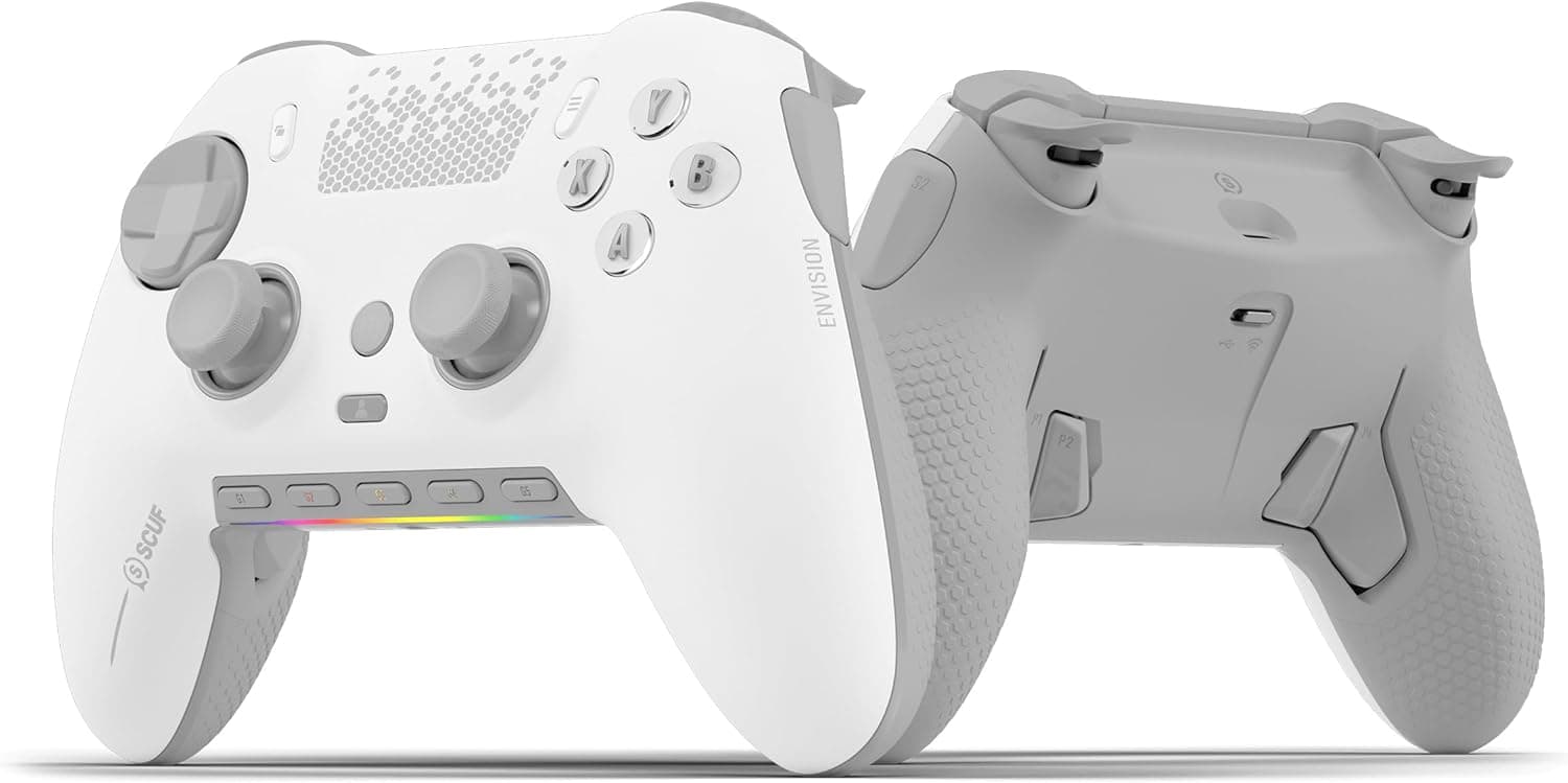 SCUF ENVISION PRO Sans Fil V1 (2023) PC Manette de Jeu - Cinq Touches G-Keys Amovibles - Palettes Arrière Amovibles - Déclencheurs Instantanés - Compatible iCUE - Blanc