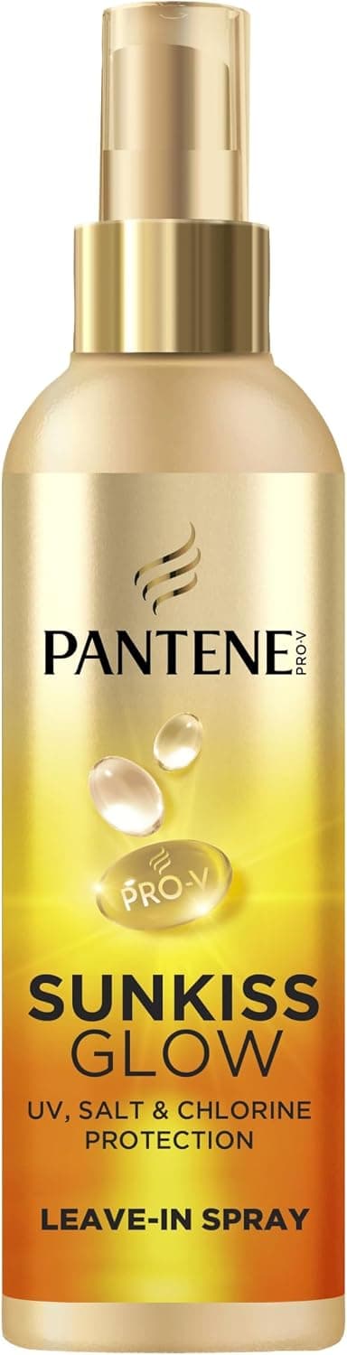 Pantene Pro-V Sunkiss Glow Spray Protection UV Anti-Sel Chlore 200ml | Spray sans rinçage. Protège contre UVA, UVB, sel et chlore. Léger, nourrissant et démêlant pour cheveux forts et brillants.