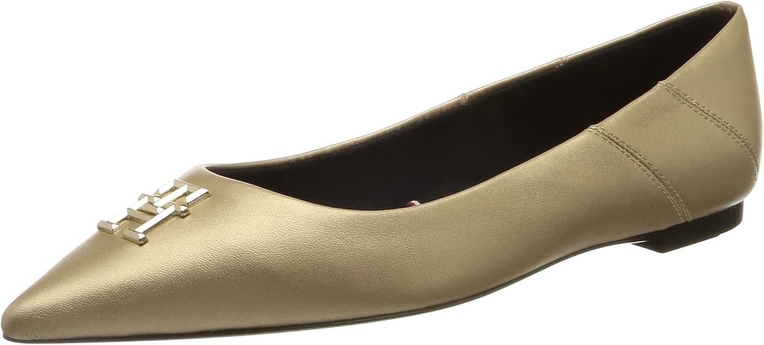 Tommy Hilfiger Pointy Chic Ballerina Gold Fw0fw07047 BallerinesFemme