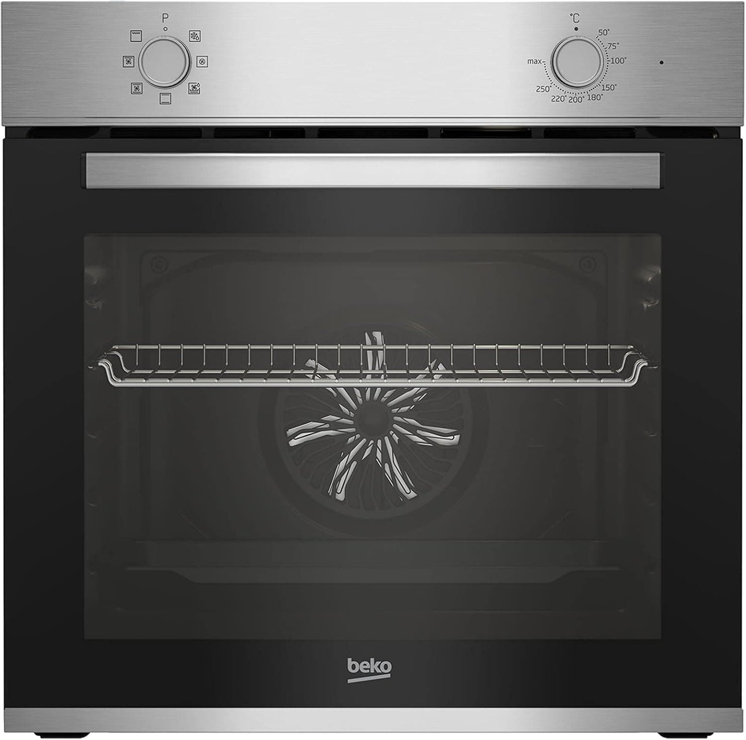 Beko BBIE12000X Four encastrable - 66L, SteamShine, Éclairage halogène, 6 fonctions de cuisson, H x L x P (cm) : 59,5 x 59,4 x 56,7, Acier inoxydable, Classe A
