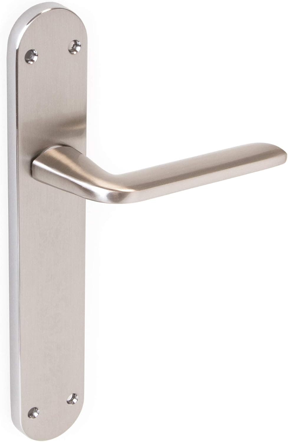 Emuca - Poignée de porte intérieur, ensemble de poignées de porte avec plaque 43x250 mm, Aluminium et zamak, Nickel satiné.
