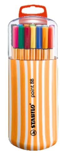 STABILO Étui Zebrui x 20 stylos feutres pointe fine point 88 coloris assortis