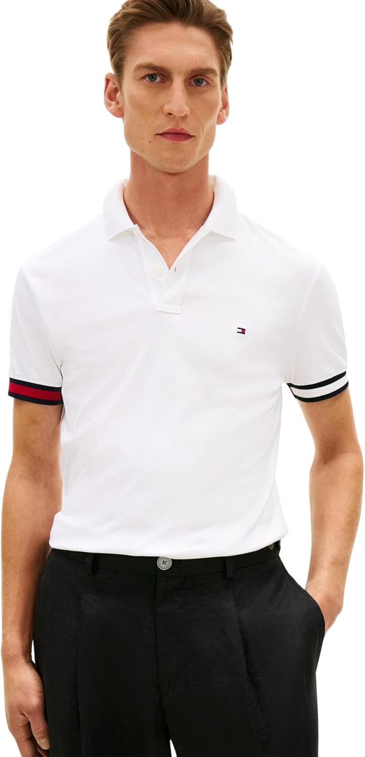 Tommy Hilfiger RWB Cuff Liquid Cotton Slim Polo Mw0mw42743 Polo S/S Homme (Lot de 1)