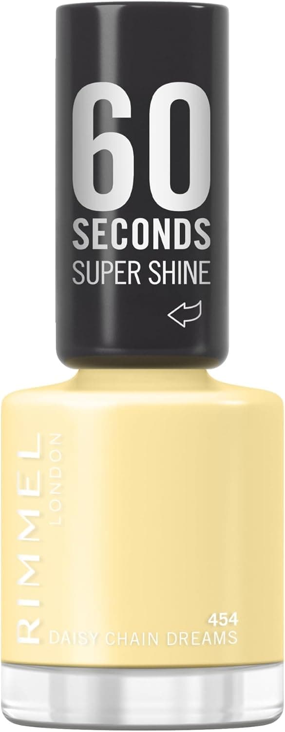 Rimmel, Vernis à Ongles 60S Seconds Super Shine, 454 Daisy chain dreams, Couleur Ultra Brillante, Anti-Choc, Anti-Ternissement, Séchage Rapide, Longue Tenue 8 ml