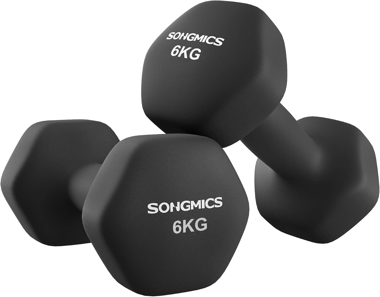 SONGMICS Lot de 2 haltères hexagonaux avec revêtement en néoprène pour entraînement de force, fitness à la maison