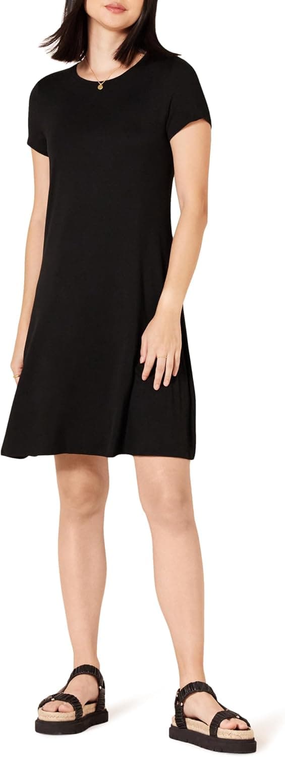 Amazon Essentials – Robe trapèze à manches courtes et col rond pour femme