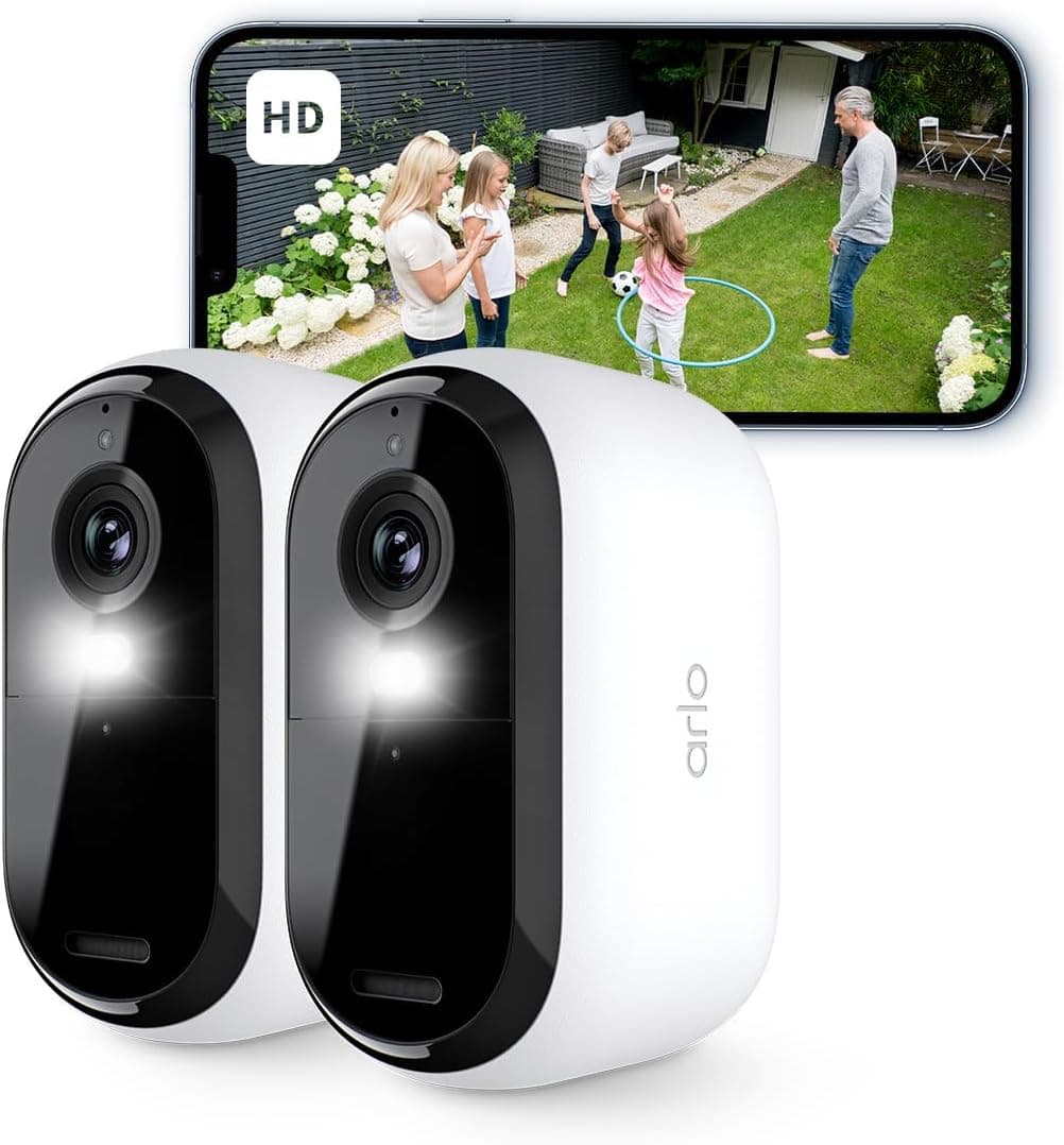 Arlo Essential 2, Caméra de Surveillance WiFi, Vidéo HD, 2 Caméras