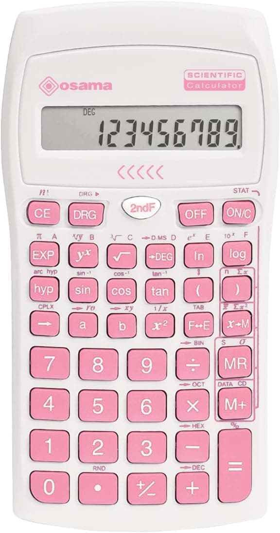 Osama - Calculatrice Scientifique 56 Fonctions, 10 Chiffres Mantissa et 2 exposants, Choses pour l'école avec étui Coulissant valable pour Les examens d'État - Matériel Scolaire pour Back to School,