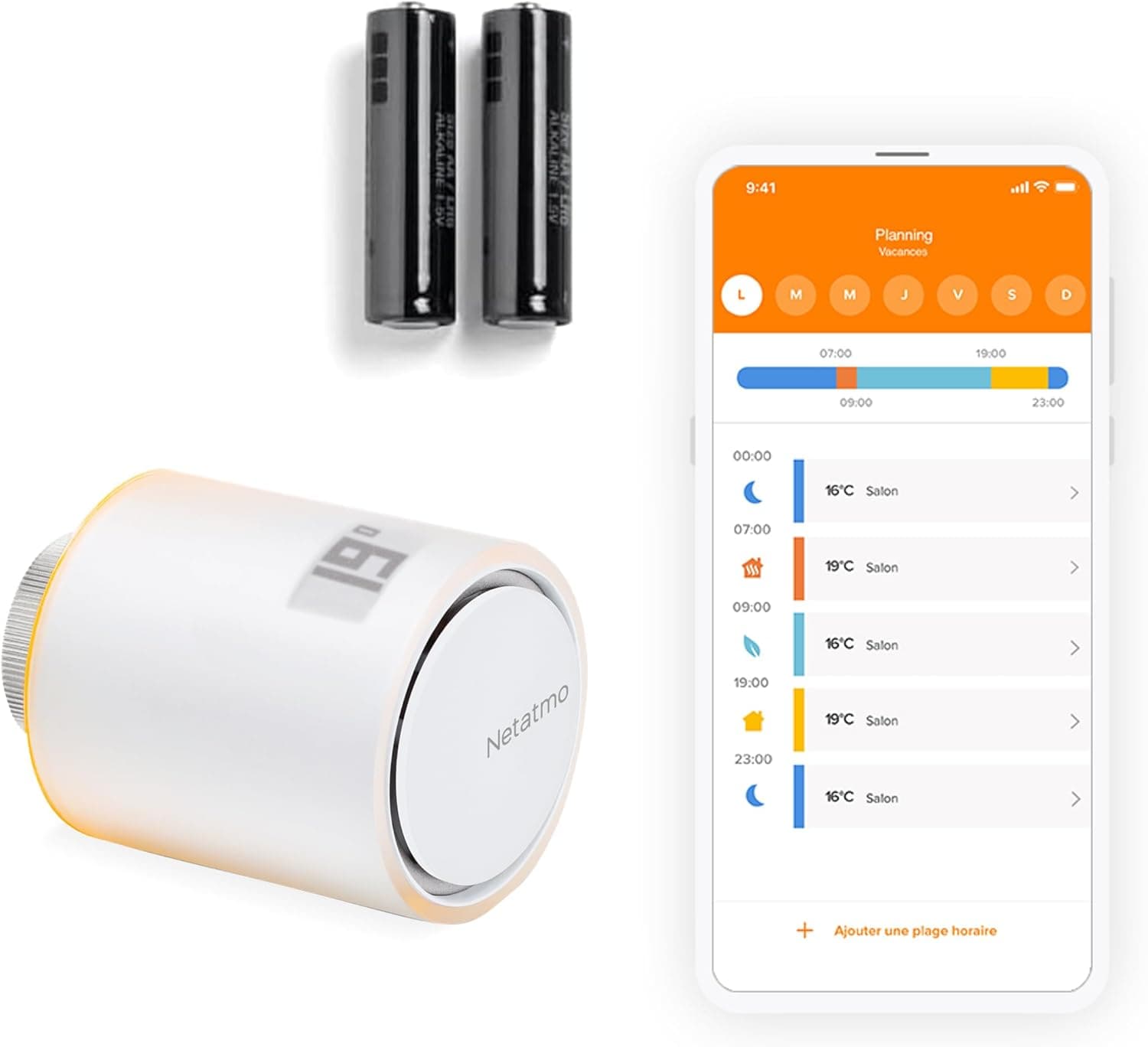 Netatmo Tête Thermostatique Connectée et Intelligente - Contrôle à Distance - Économie d'énergie - Accessoire pour Le Thermostat Intelligent et pour Le Pack pour Chauffage collectif, NAV -AMZ