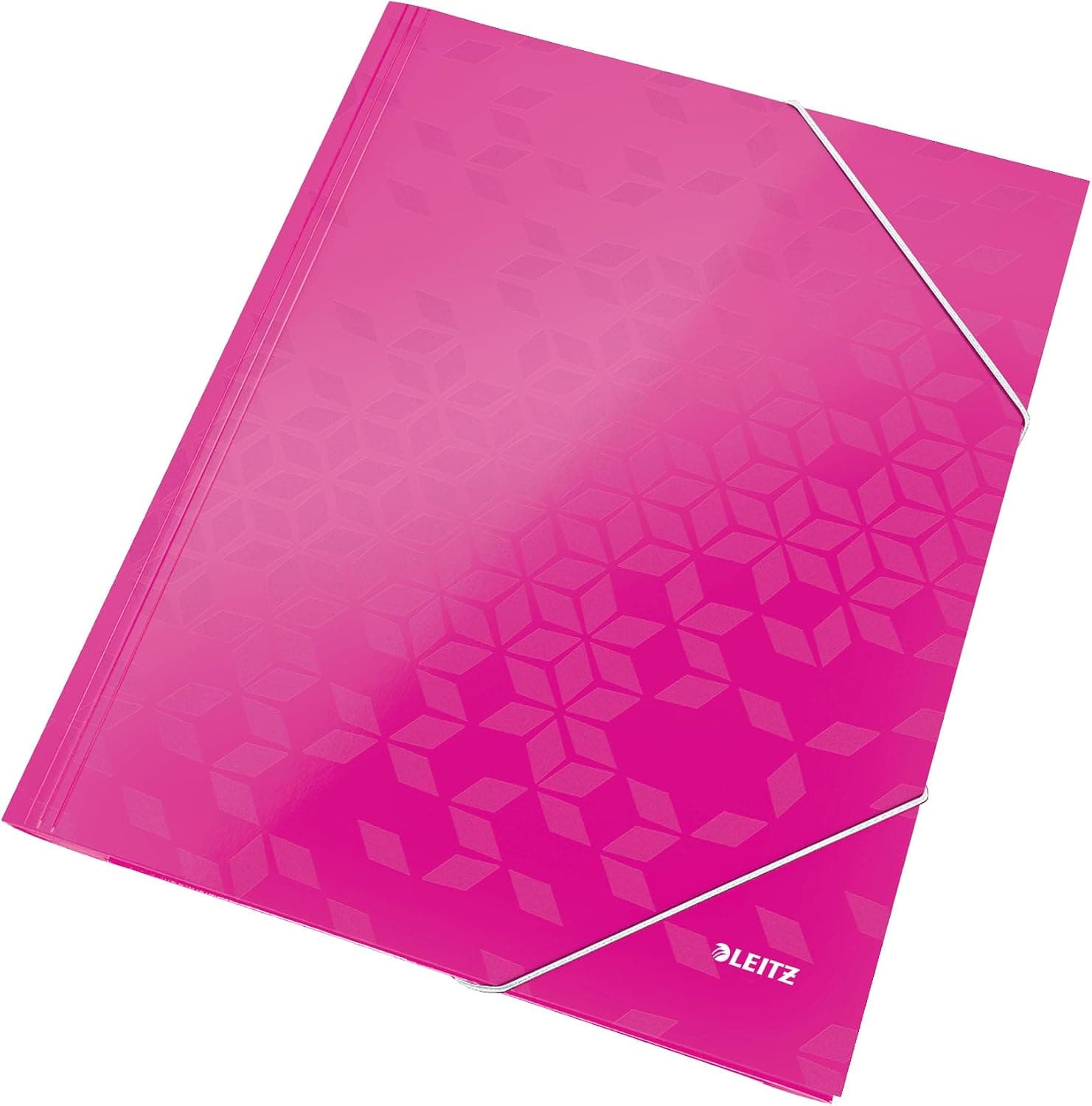 Leitz Wow Chemise de 3 Rabats avec fermeture élastique en carton plastifié A4 Rose