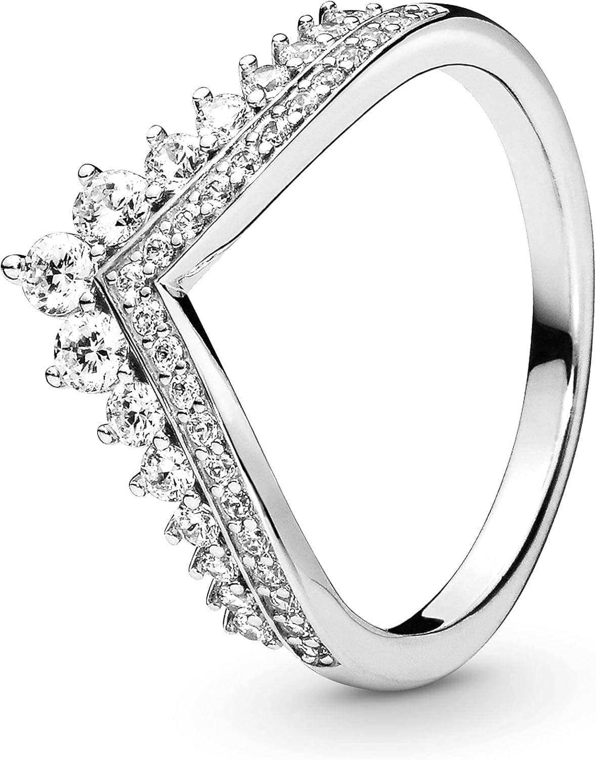 Pandora Bague chevron Vœu Tiare Princesse en argent sterling avec zircones cubiques transparentes