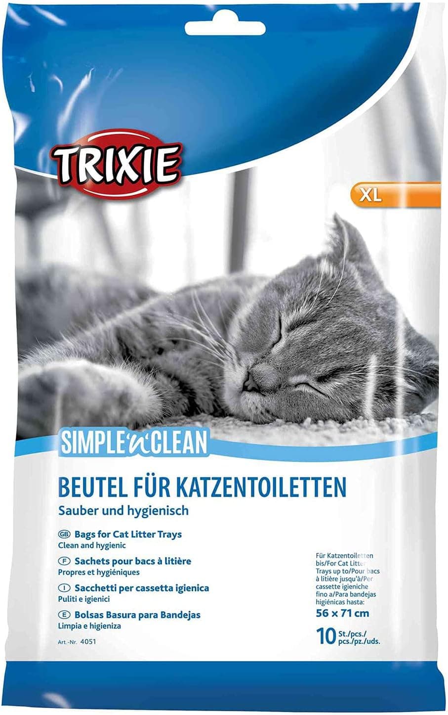 TRIXIE Simple'n'Clean sacs pour bac à litière pour chat – XL, 10 pièces | Sacs pratiques et résistants pour un nettoyage facile – Hygiénique et sans odeur du bac à litière au quotidien
