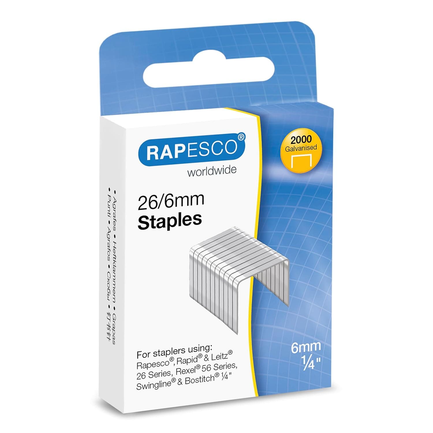 Rapesco S2662MA3 Agrafes Galvanisées 26/6mm (No.56), Lot de 2000