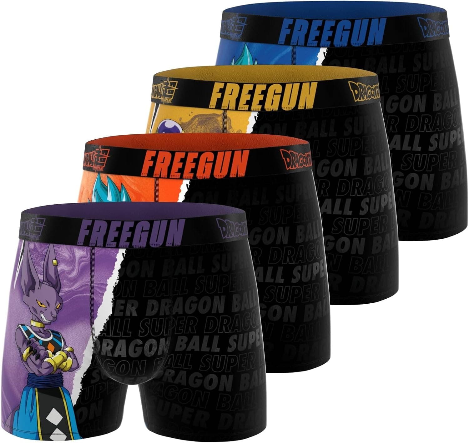 Freegun Boxer Homme Dragon Ball Super, Caleçon Homme, Ultra-Doux & Stretch (Lot de 4)