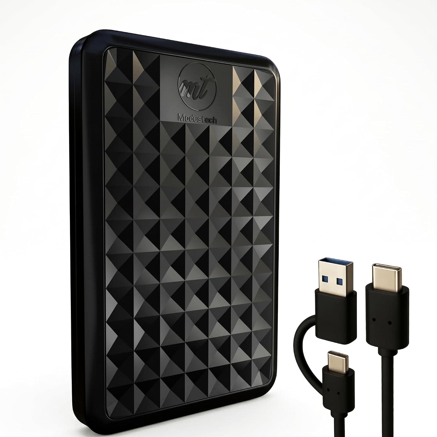 ModusTech Facet 1TB Disque Dur Externe Portable, USB-C/USB 3.1, Plug & Play, Disque HDD Ultra Fin pour Sauvegarde, Gaming, PC, Mac, Ordinateur Portable, PS4, Xbox, Smart TV (Noir)