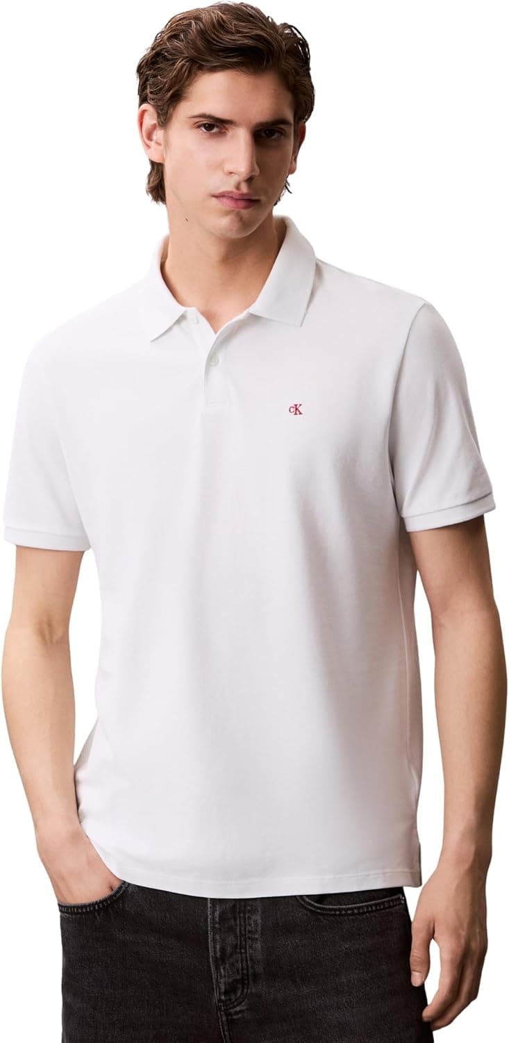 Calvin Klein Jeans Polos SS Monogram Pique yad Blanc de Blanc