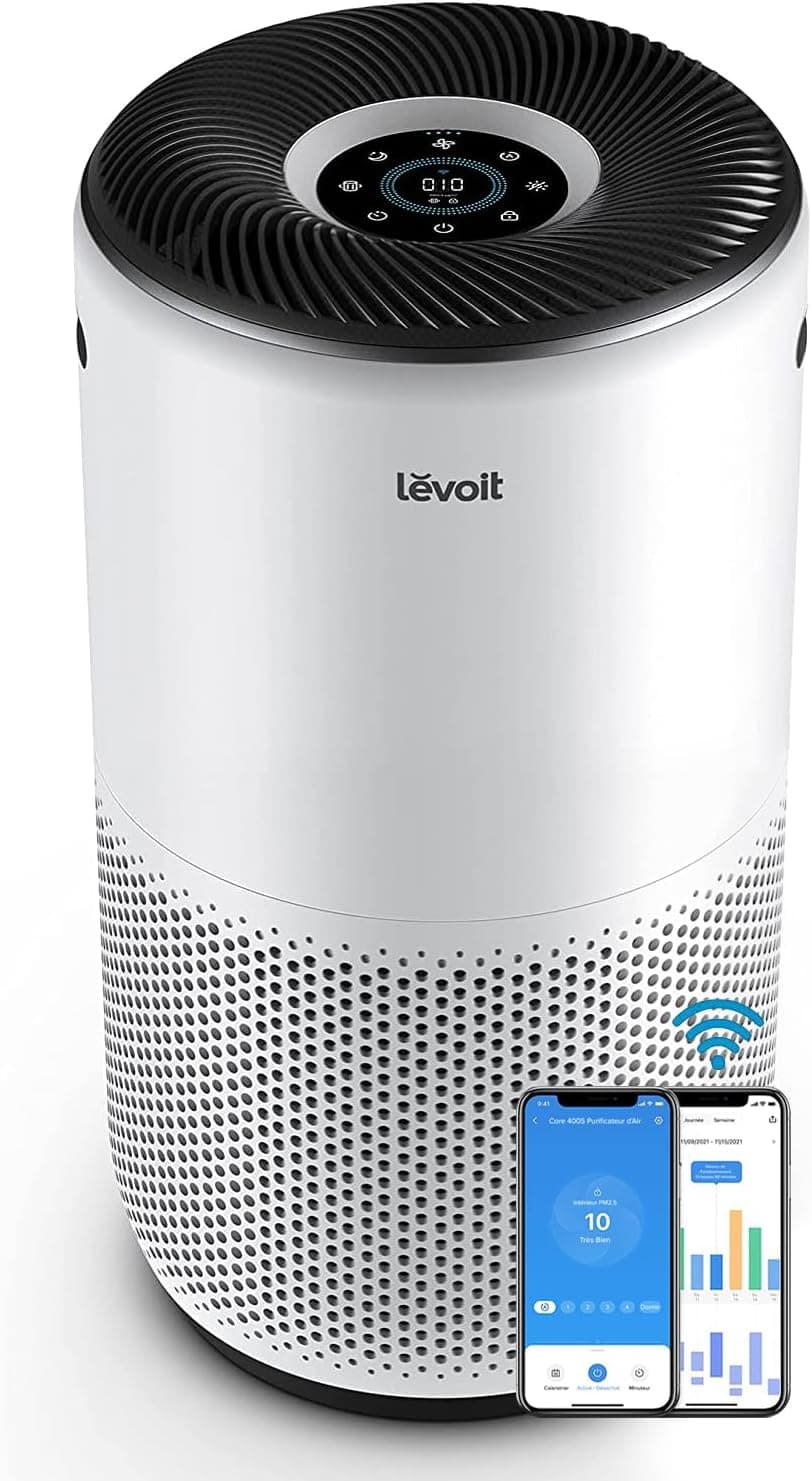 LEVOIT Purificateur d'Air avec Senor, Air Purifier avec HEPA jusqu'à 83m² CADR 400m³/h, Intelligent Compatible avec Alexa, Mode Auto, Affichage PM2.5, Élimine 99,97% de Particules Core 400S