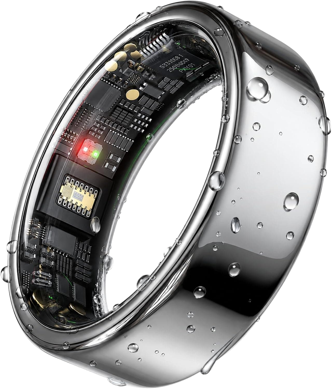 HOU Smart Ring pour Homme & Femme, Tracker de Santé sans ABO, Taille 13 | Suivi Pouls & Sommeil 24/7 | 100+ modes sportifs | 30 jours d'autonomie avec boîtier | Design céramique IP68 2,8mm 3,5g