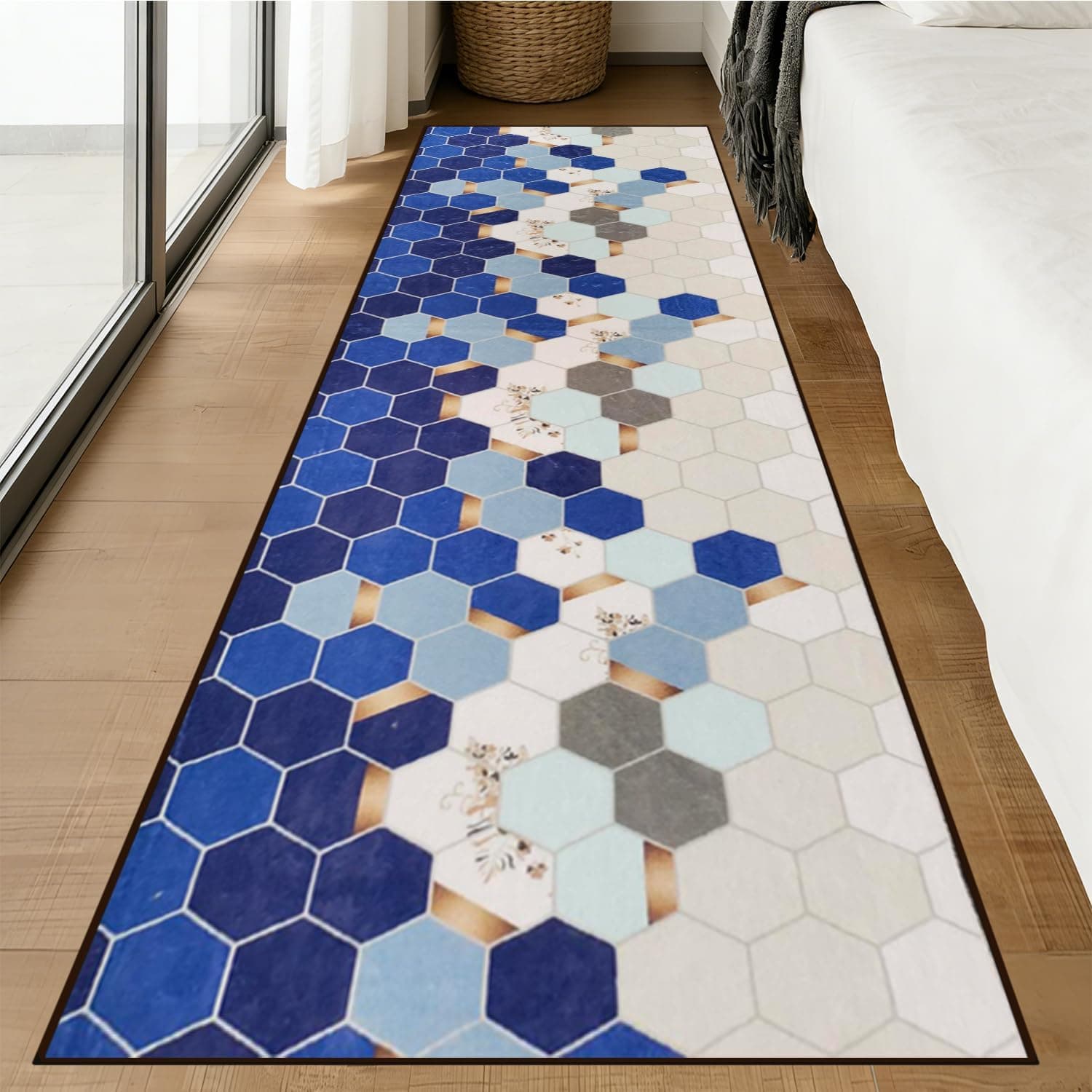Tapis de salon, de couloir, de chambre à coucher, aspect vintage moderne, motif géométrique à carreaux, tapis de cuisine, à poils courts, pour entrée, couloir, cuisine, salon, 60 x 200 cm, motif cool