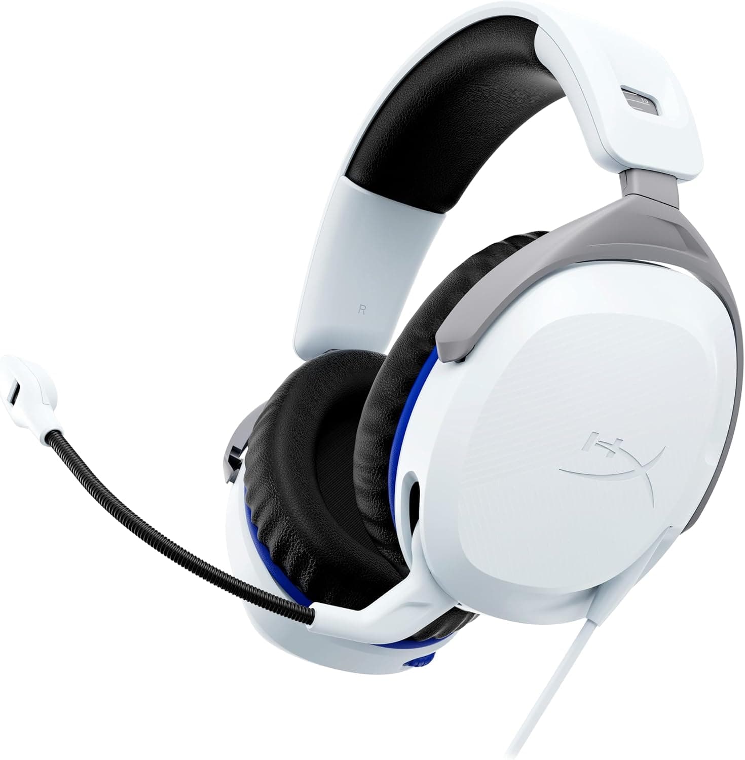 HyperX Cloud Stinger 2 pour PlayStation, Casque Gaming Filaire PS5/PS4/PC, DTS Headphone:X Spatial Audio, Haut parleurs 50 mm, Micro antibruit avec Mute par pivotement, Léger, Blanc et Bleu