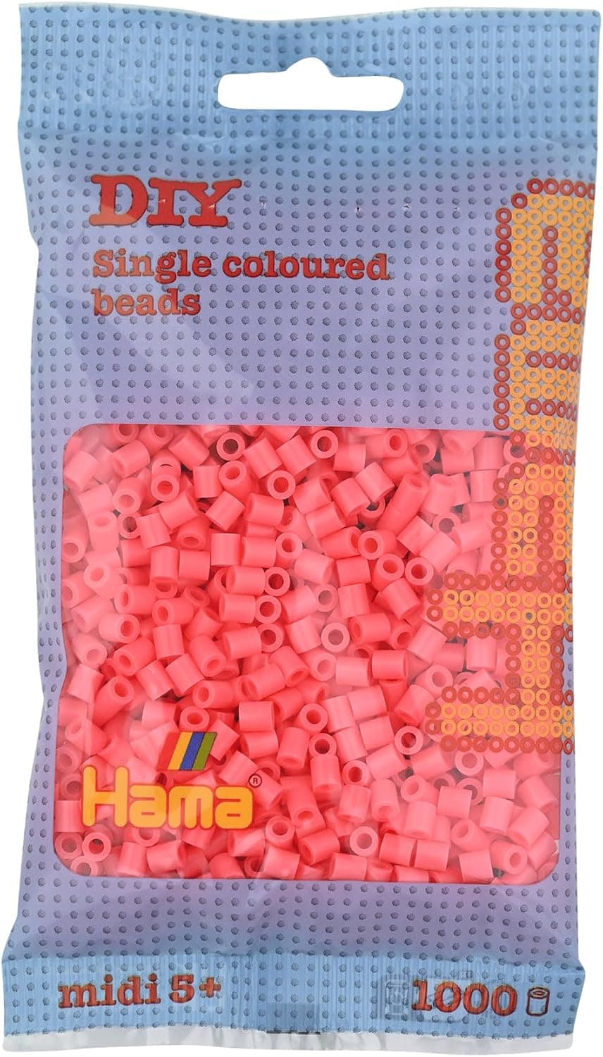HAMA - sachet de perles à repasser | env. 1000 perles midi | loisirs créatifs et mosaïques pour enfants dès 5 ans | jeu créatif et décoration artisanale | Pastel red