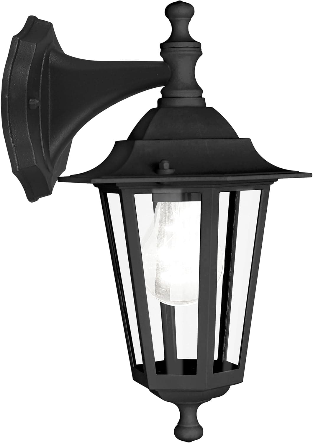 Eglo Lampe murale extérieure LATERNA 4, à flamme, applique murale en fonte | d'aluminium et verre, couleur : noir, douille : E27, IP44