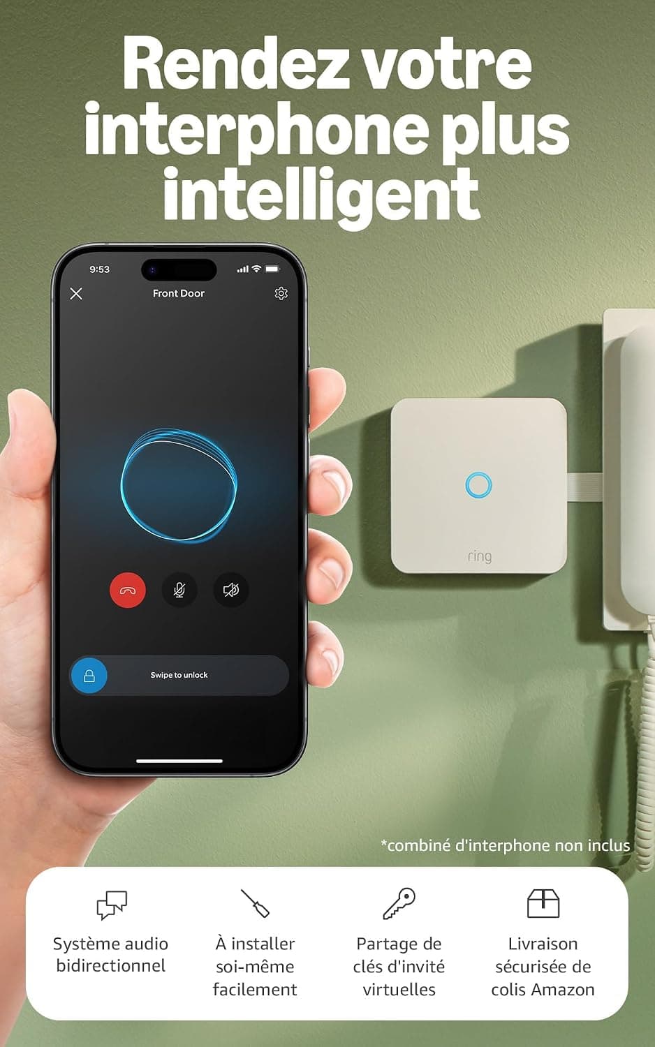Ring Intercom Audio | Rendez votre interphone plus intelligent | Streaming audio, clés virtuelles et accès à distance | À installer soi-même
