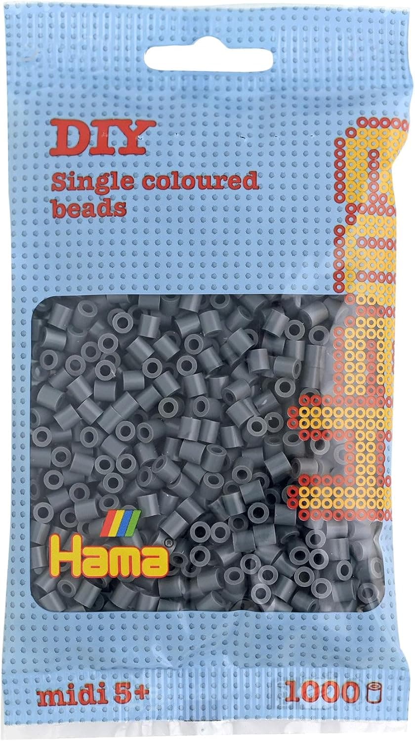 HAMA - sachet de perles à repasser | env. 1000 perles midi | loisirs créatifs et mosaïques pour enfants dès 5 ans | jeu créatif et décoration artisanale | Dark grey