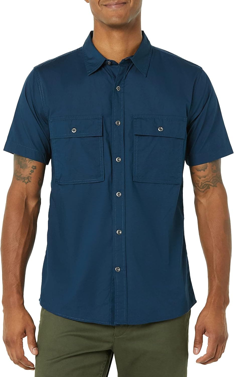 Amazon Essentials Homme Chemise Utilitaire à Manches Courtes avec Deux Poches, Coupe Standard