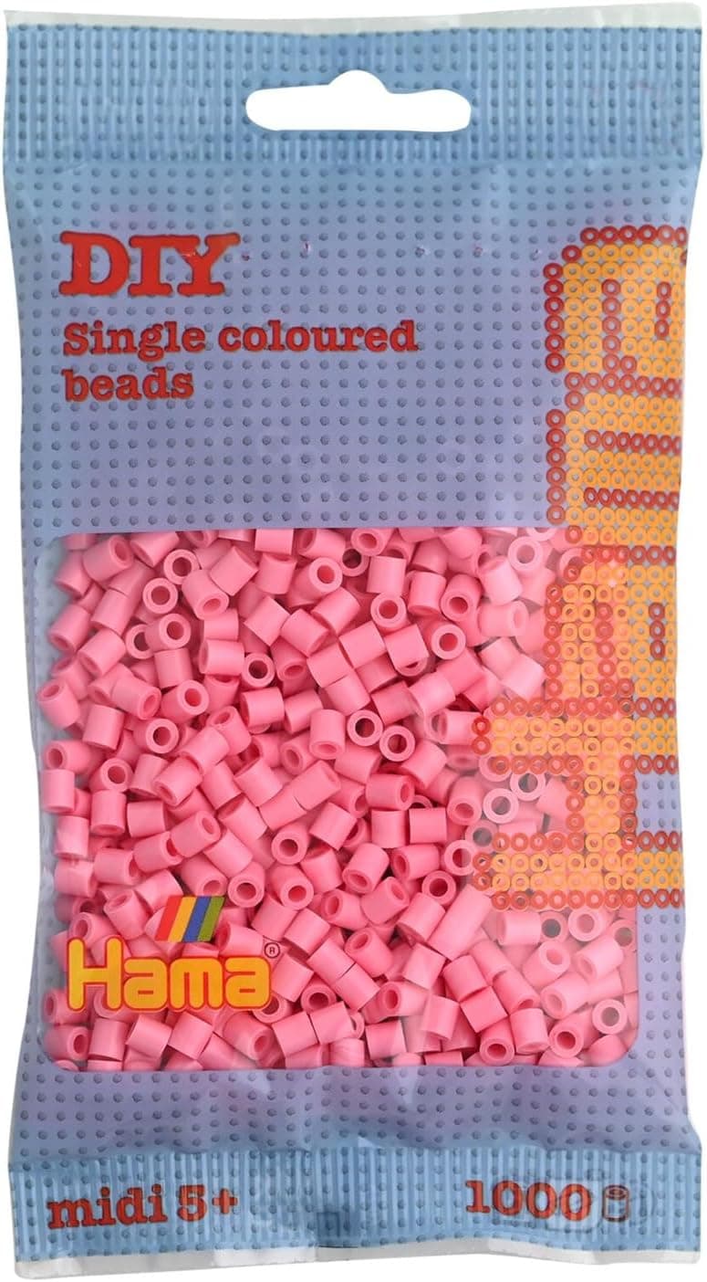 HAMA - sachet de perles à repasser | env. 1000 perles midi | loisirs créatifs et mosaïques pour enfants dès 5 ans | jeu créatif et décoration artisanale | Pink