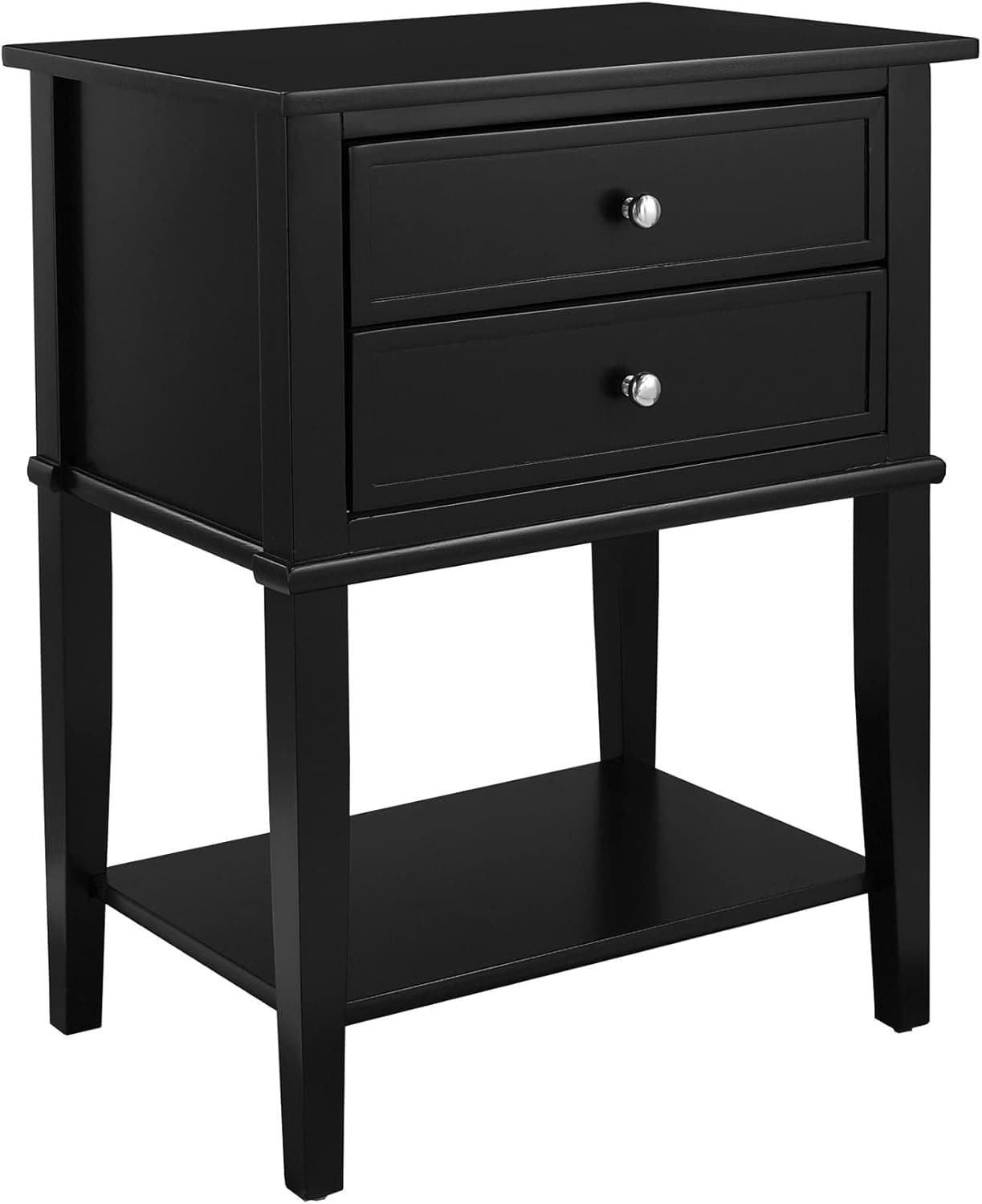 Ameriwood Home Table d'appoint Franklin avec 2 tiroirs, Finition Noire, Structure en Bois d'ingénierie