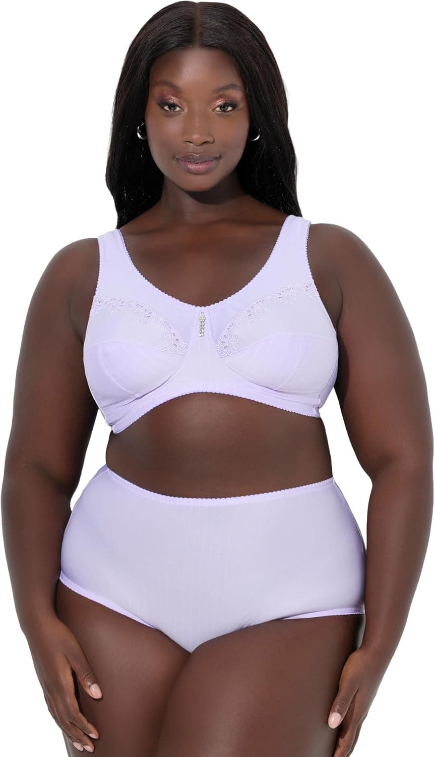 Ulla Popken Femme Grandes Tailles Soutien-Gorge de Maintien sans Armatures, Pendentif en Strass 658495