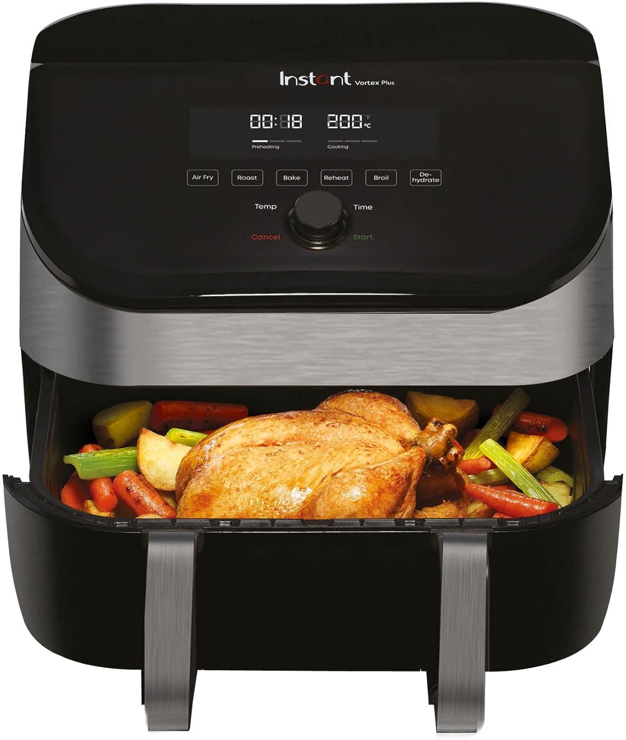 Instant VersaZone Inox Friteuse sans Huile Numérique avec Fenêtre 8.5L / XL Tiroir Modulable 2 Zones, 8 Programmes- Friture, Cuisson, Rôtissage, Griller, Déshydrater, Réchauffer - 1700W