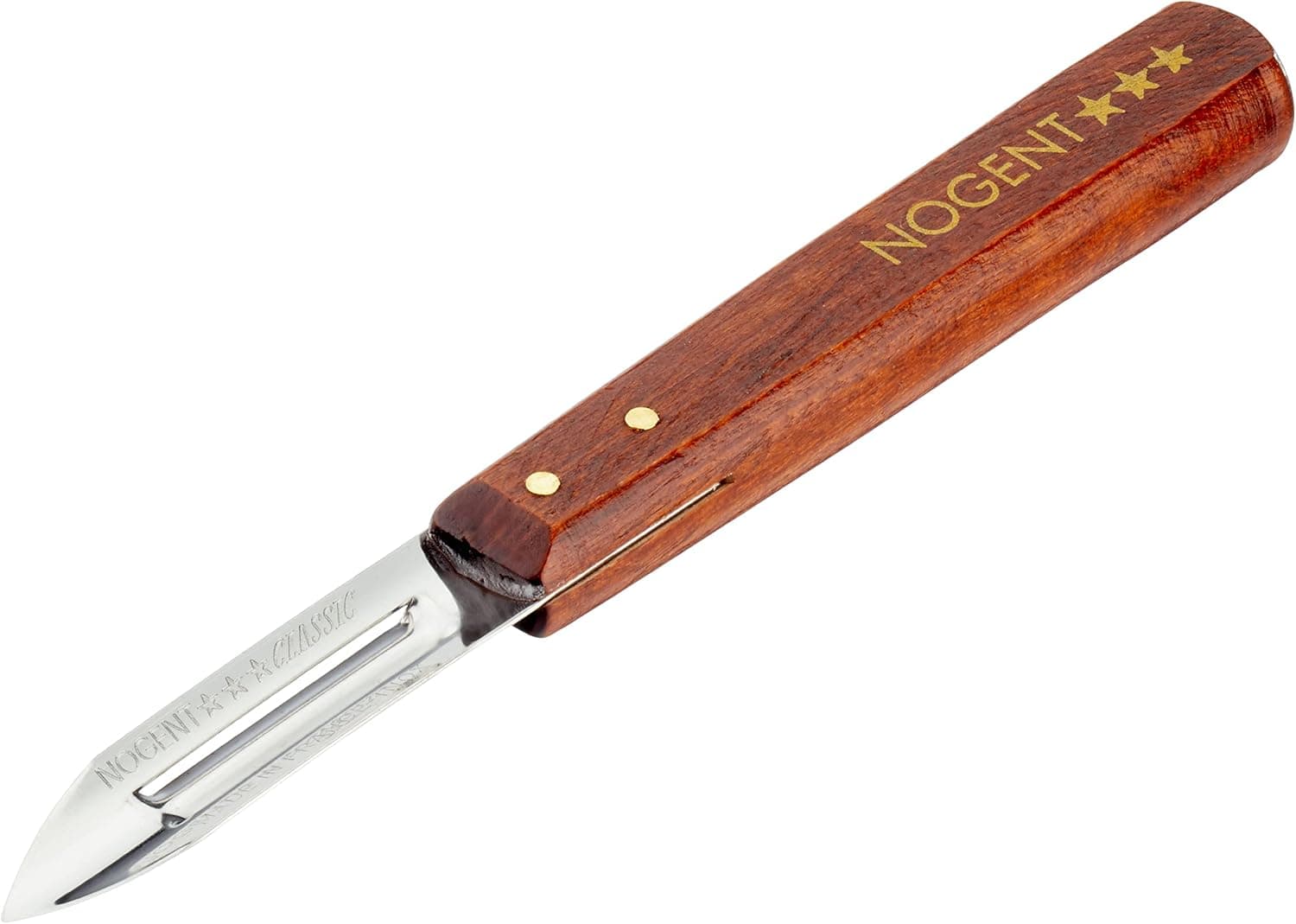 Nogent 3 Etoiles 01210B Eplucheur Acier inoxydable Classic Bois, Merisier