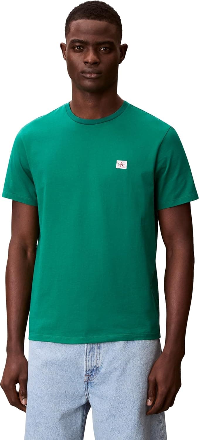 Calvin Klein T-Shirt Manches Courtes Homme Badge Jersey Classic Tee en Coton