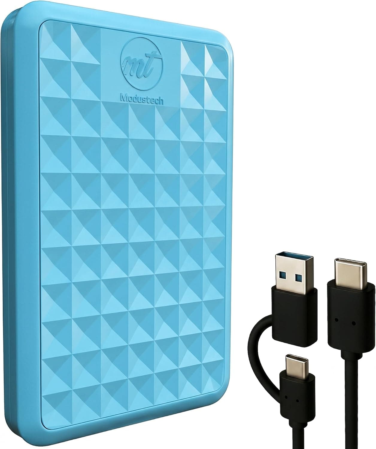 ModusTech Facet 1TB Disque Dur Externe Portable, USB-C/USB 3.1, Plug & Play, Disque HDD Ultra Fin pour Sauvegarde, Gaming, PC, Mac, Ordinateur Portable, PS4, Xbox, Smart TV (Bleu)