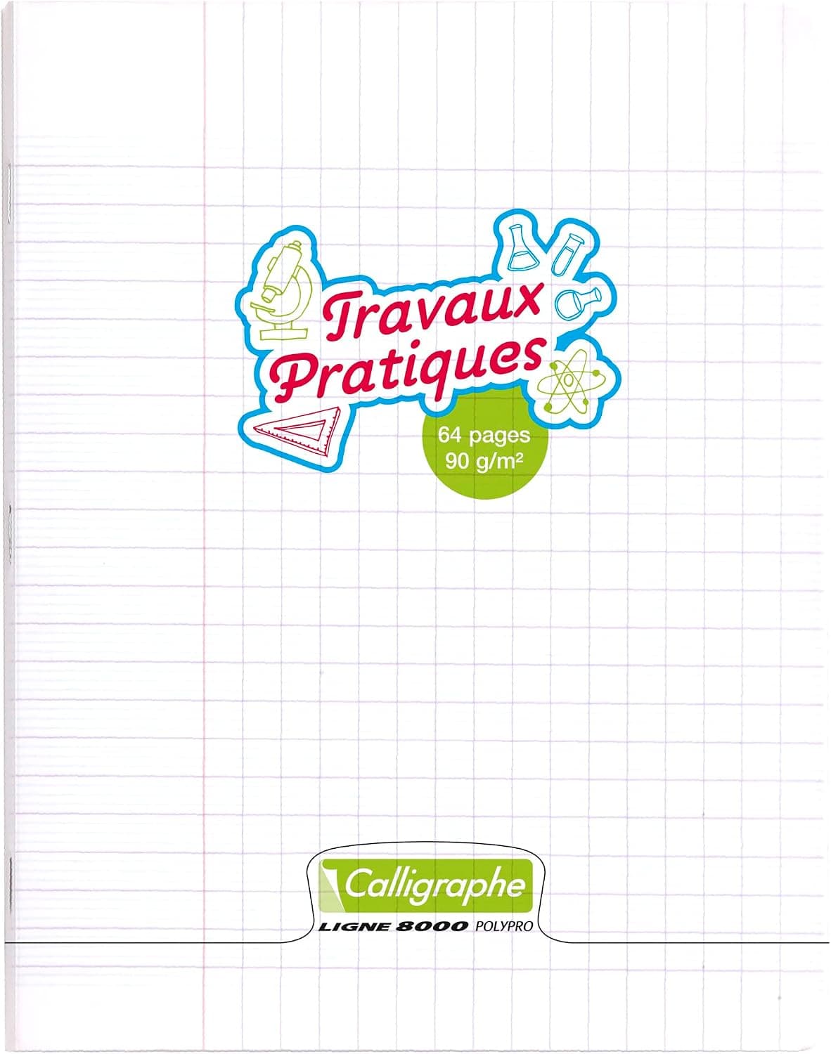 Calligraphe 18185C Un Cahier de Travaux Pratiques Agrafé Incolore (une Marque de Clairefontaine) - 17x22 cm - 64 Pages Grands Carreaux et Unies - Papier Blanc 90 g - Couverture Polypro Transparent