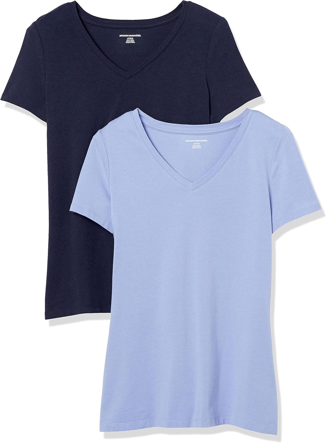 Amazon Essentials T-Shirt Col en V, à Manches Courtes, Coupe Standard Femme, Packs Multiples