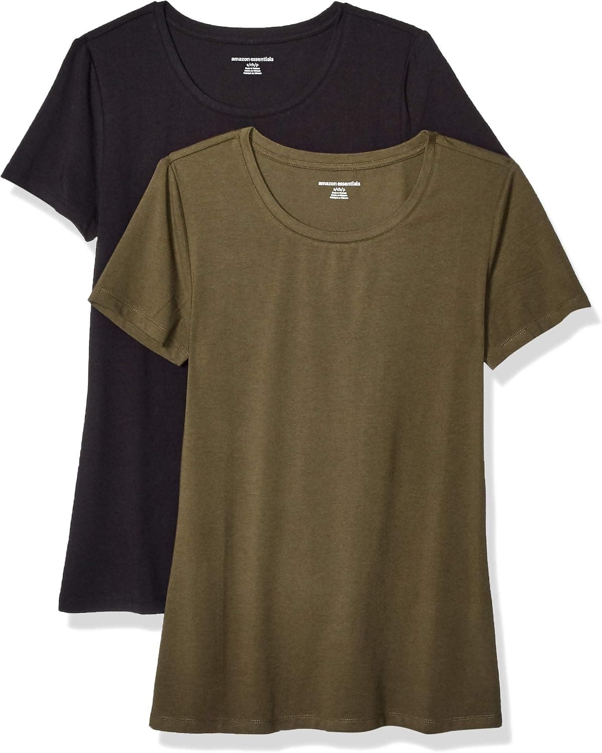 Amazon Essentials T-Shirt Ras-Du-Cou à Manches Courtes, Coupe Standard Femme, Packs Multiples