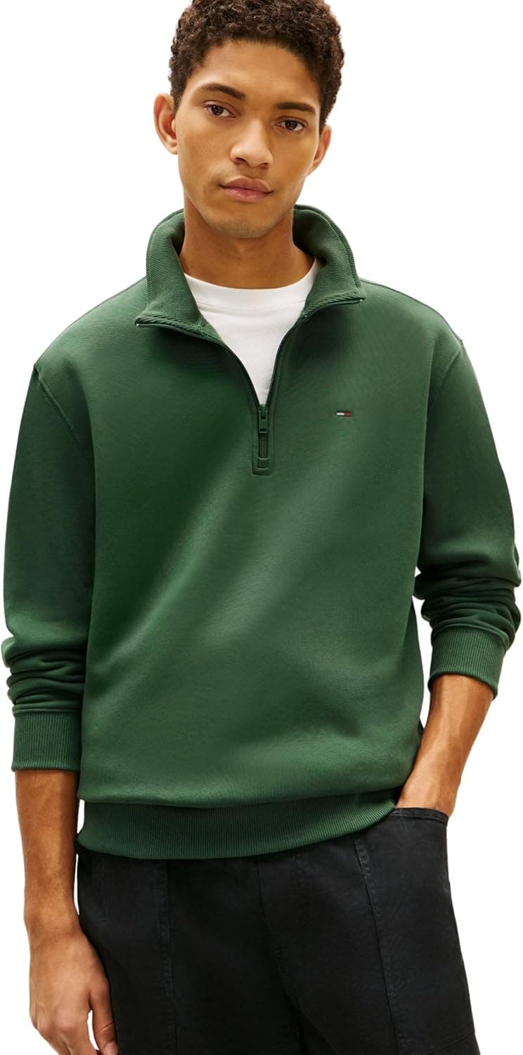 Tommy Jeans TJM Reg Fleece 1/4zip Mock Neck Dm0dm20339 Sweat-Shirt Semi-zippé Homme (Lot de 1)