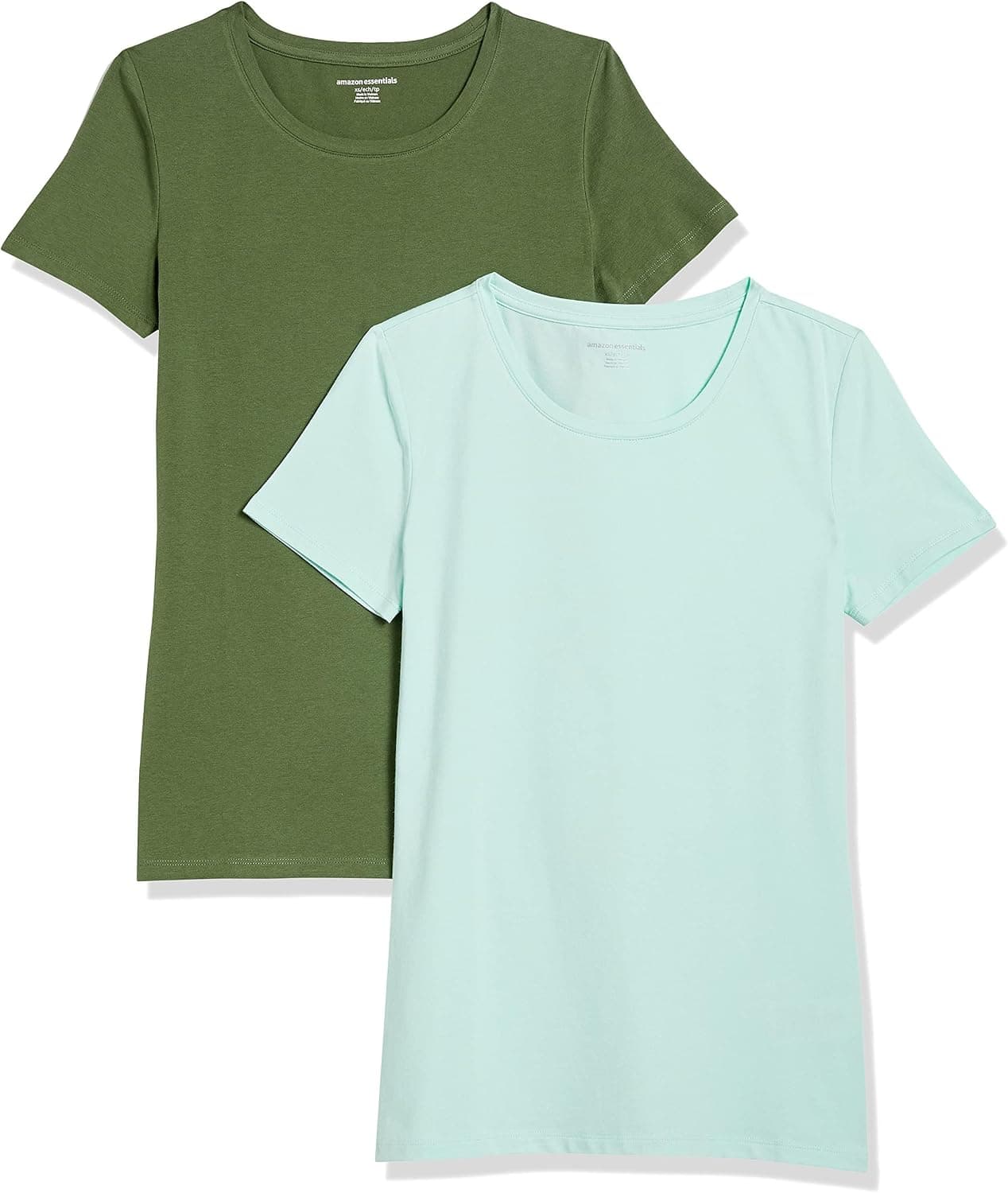 Amazon Essentials T-Shirt Ras-Du-Cou à Manches Courtes, Coupe Standard Femme, Packs Multiples