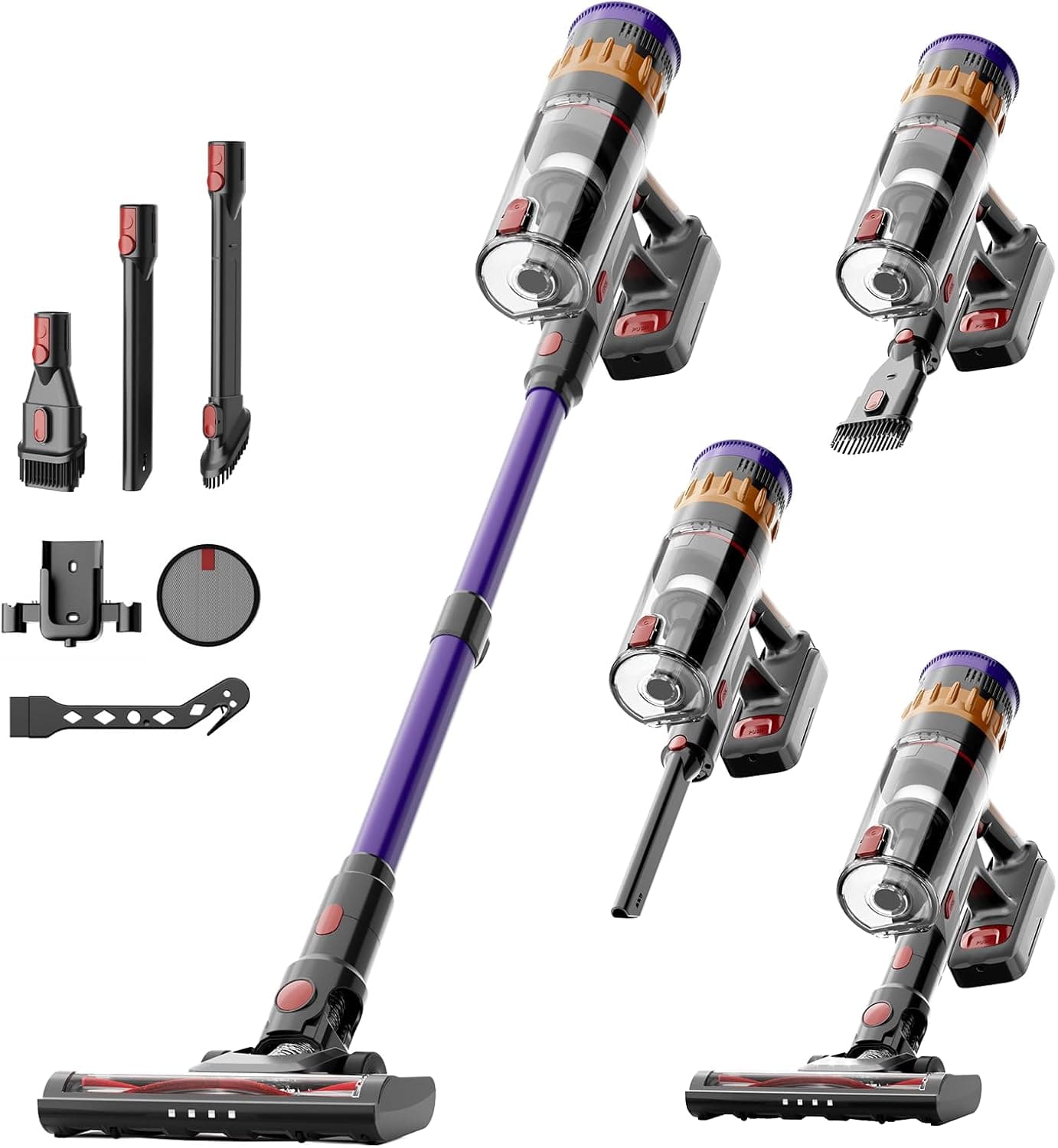 Lefant Aspirateur Balai sans Fil, 42Mins/40KPA Autonomie Aspirateur sans Fil Puissant avec Écran LED Intelligent, Brosse Anti-Enchevêtrement, Aspirateur Balai pour Poils d'animaux/Tapis/Sols Durs