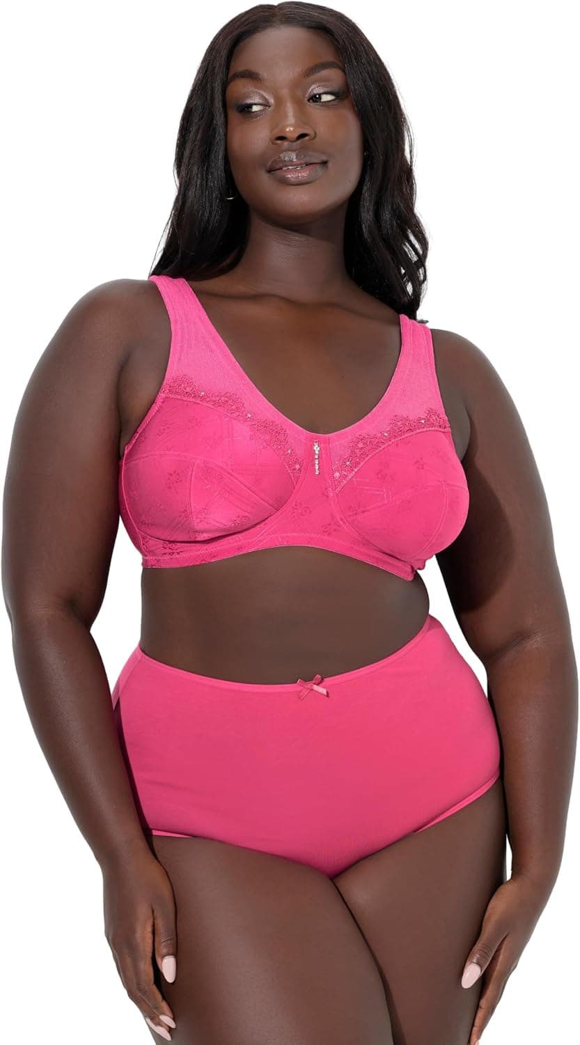 Ulla Popken Femme Grandes Tailles Soutien-Gorge de Maintien sans Armatures, Pendentif en Strass 658495