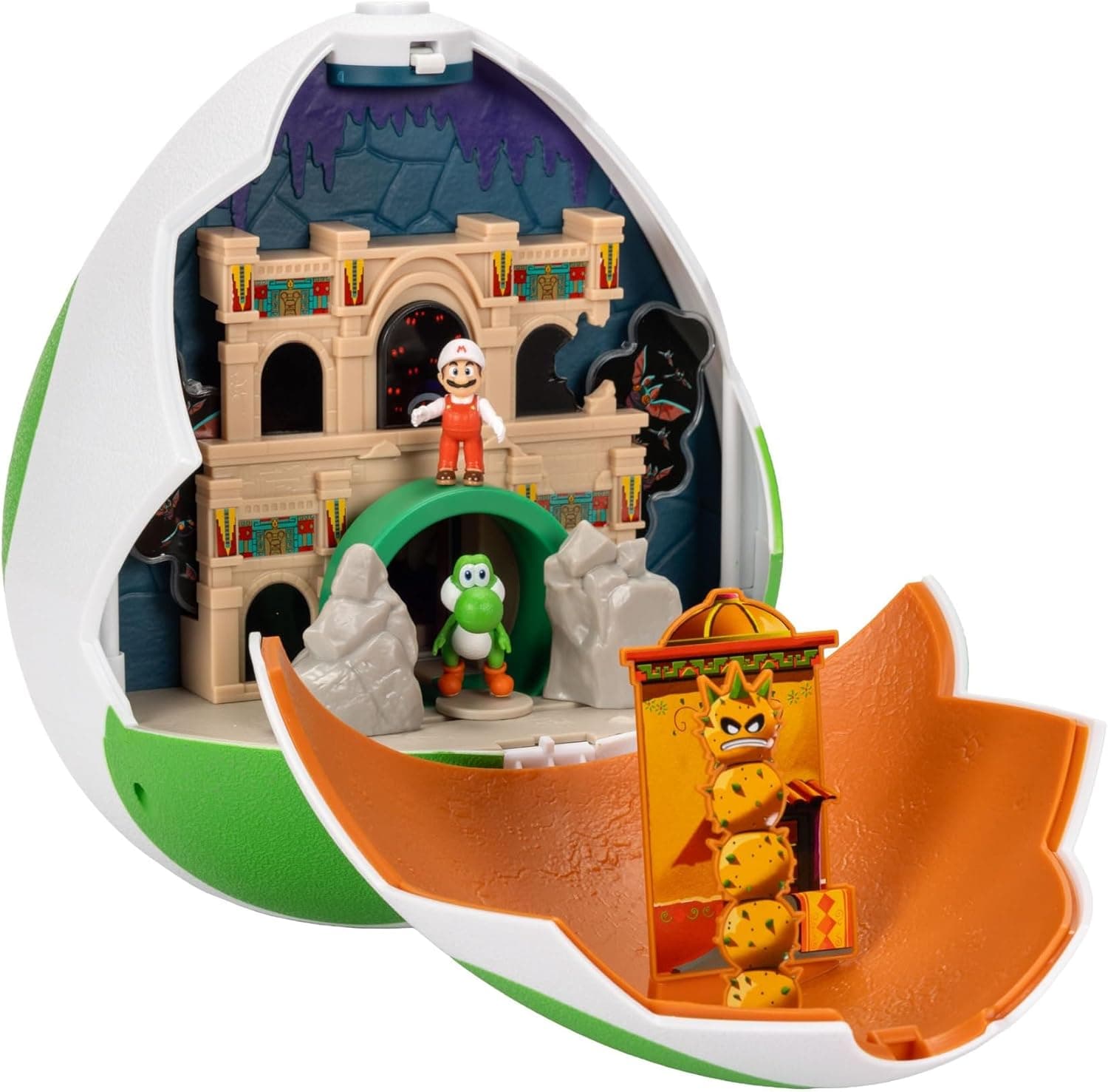 The Super Mario Galaxy Movie - Playset Œuf De Yoshi Figurines 4 cm Yoshi Et Mario De Feu - Licence Officielle Jakks Pacific - Playset Double Face Décors New York Et Dry Outpost - Nintendo - 3+ Ans