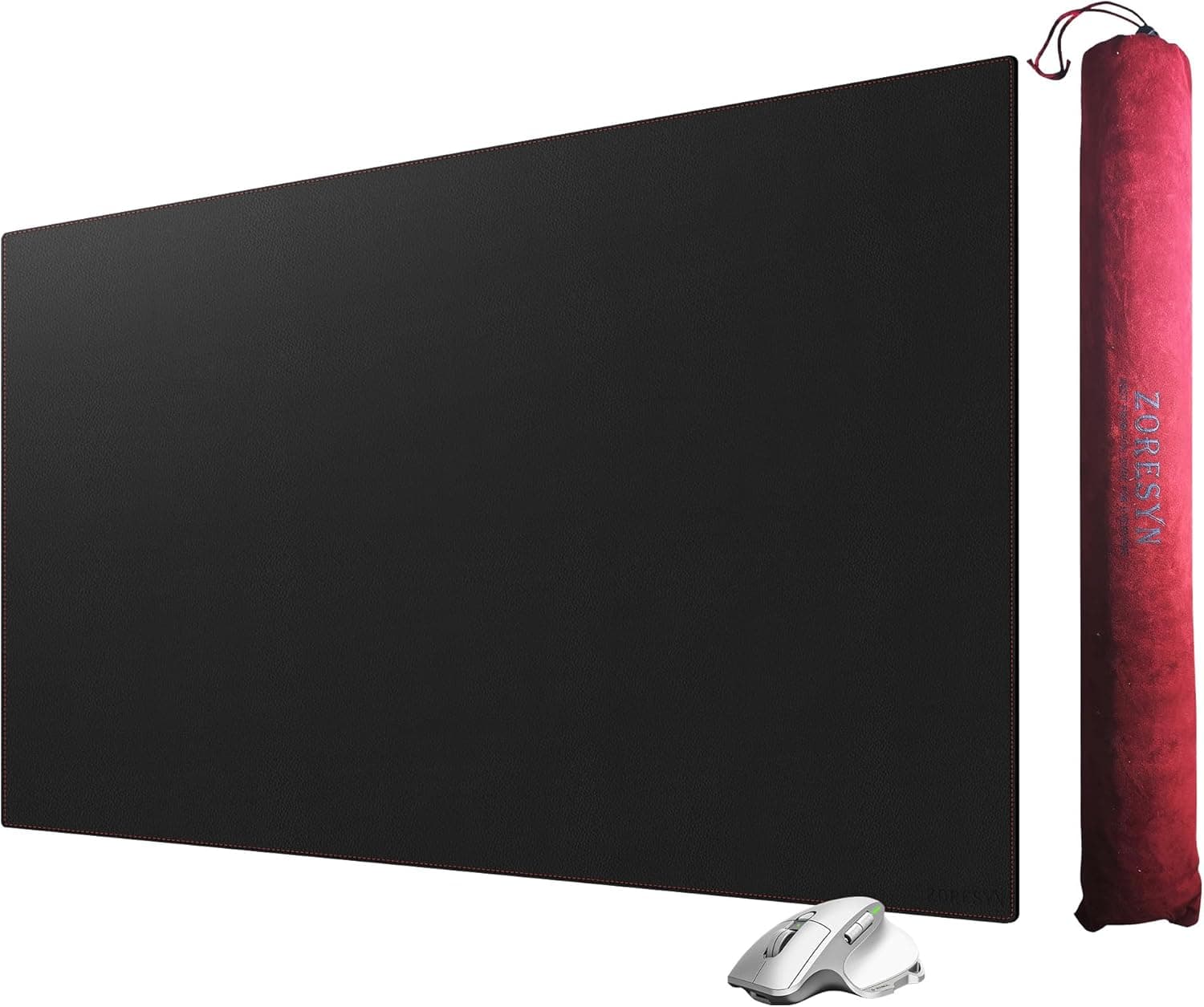 ZORESYN Sous-main en cuir (100 x 60 cm) – Sous-main de bureau en cuir synthétique avec base en daim – Grand tapis de souris de jeu imperméable – Tapis de souris de bureau (noir)