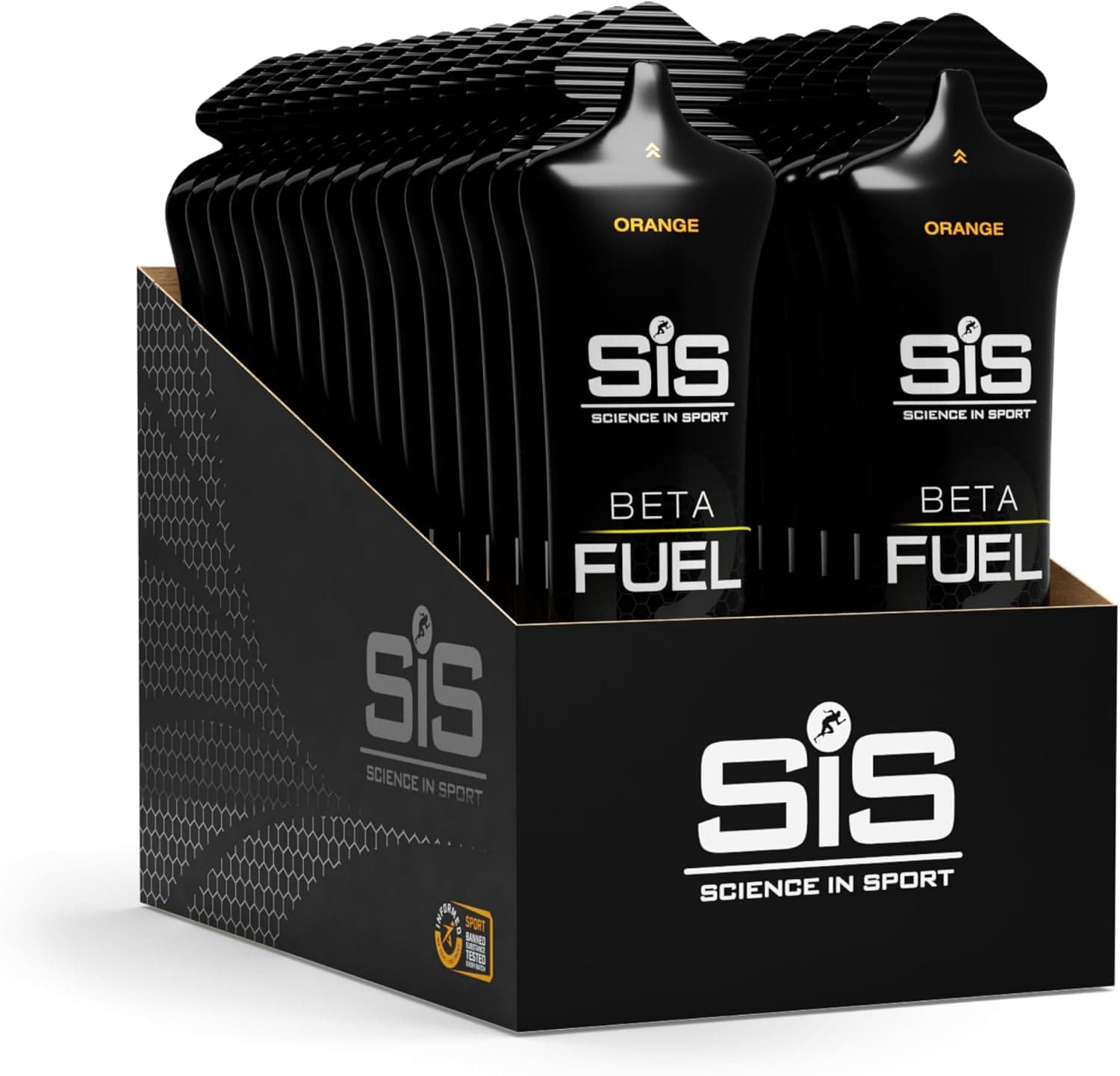 Science in Sport BETA Fuel Dual Source Gel 30 x 60ml Orange - Gel énergétique riche en glucides avec 40g de glucides - gel énergétique facilement digestible pour des performances optimales